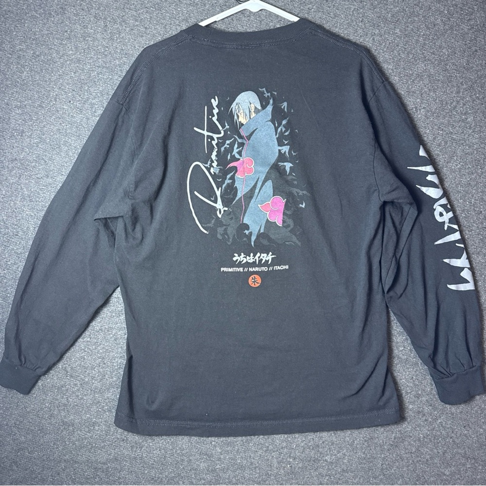 PRIMATIVE NARUTO SHIPPUDEN MENS LARGE LONG SLEEVE SHIRT BLACK ANIME ITACHI LOGO